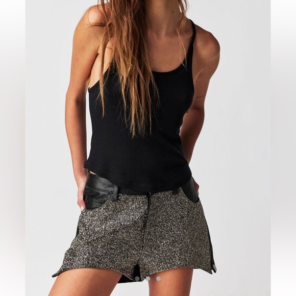 Leather Embellished Shorts